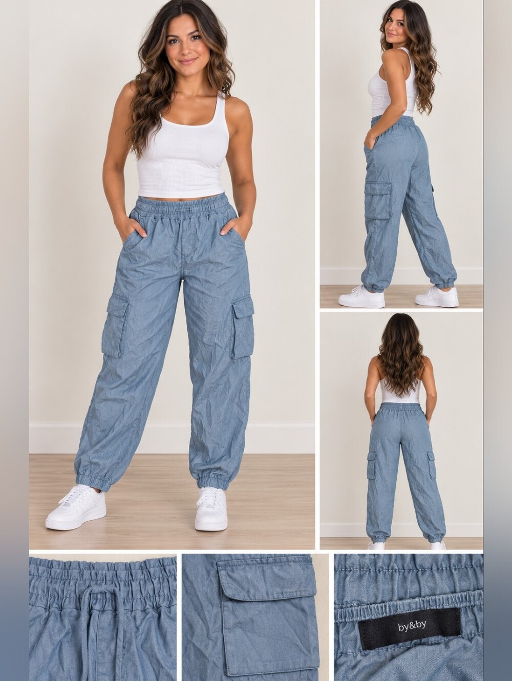 Indigo rising women's XL blue cargo boho pants #28
